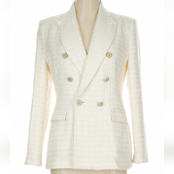 Zara Textured Double Breasted Tweed Blazer Kate Middleton  Size L - Picture 15 of 16